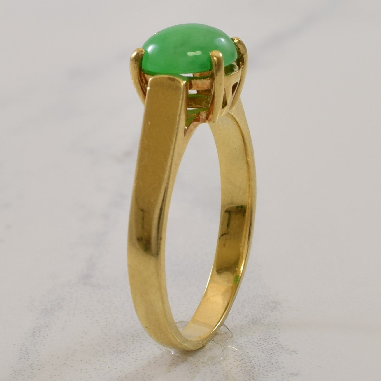 Nephrite Cabochon Solitaire Ring | 1.17ct | SZ 6.75 |