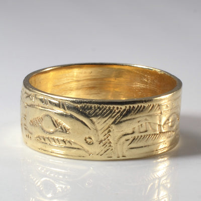 Indigenous Eagle Art Gold Band | SZ 10.25 |