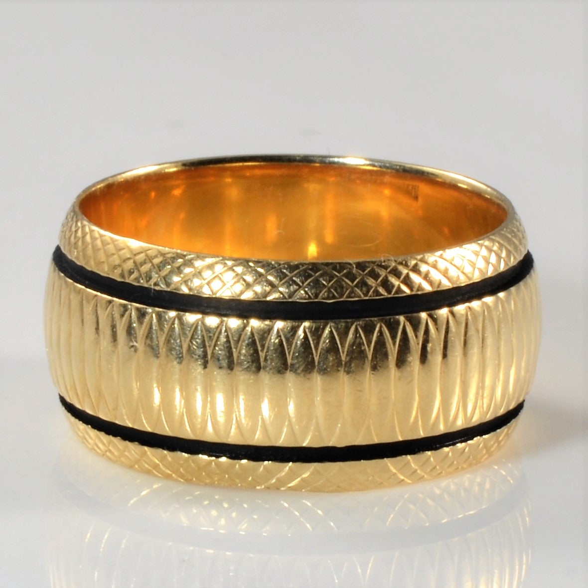 Textured Yellow Gold Cigar Band | SZ 6.25 |