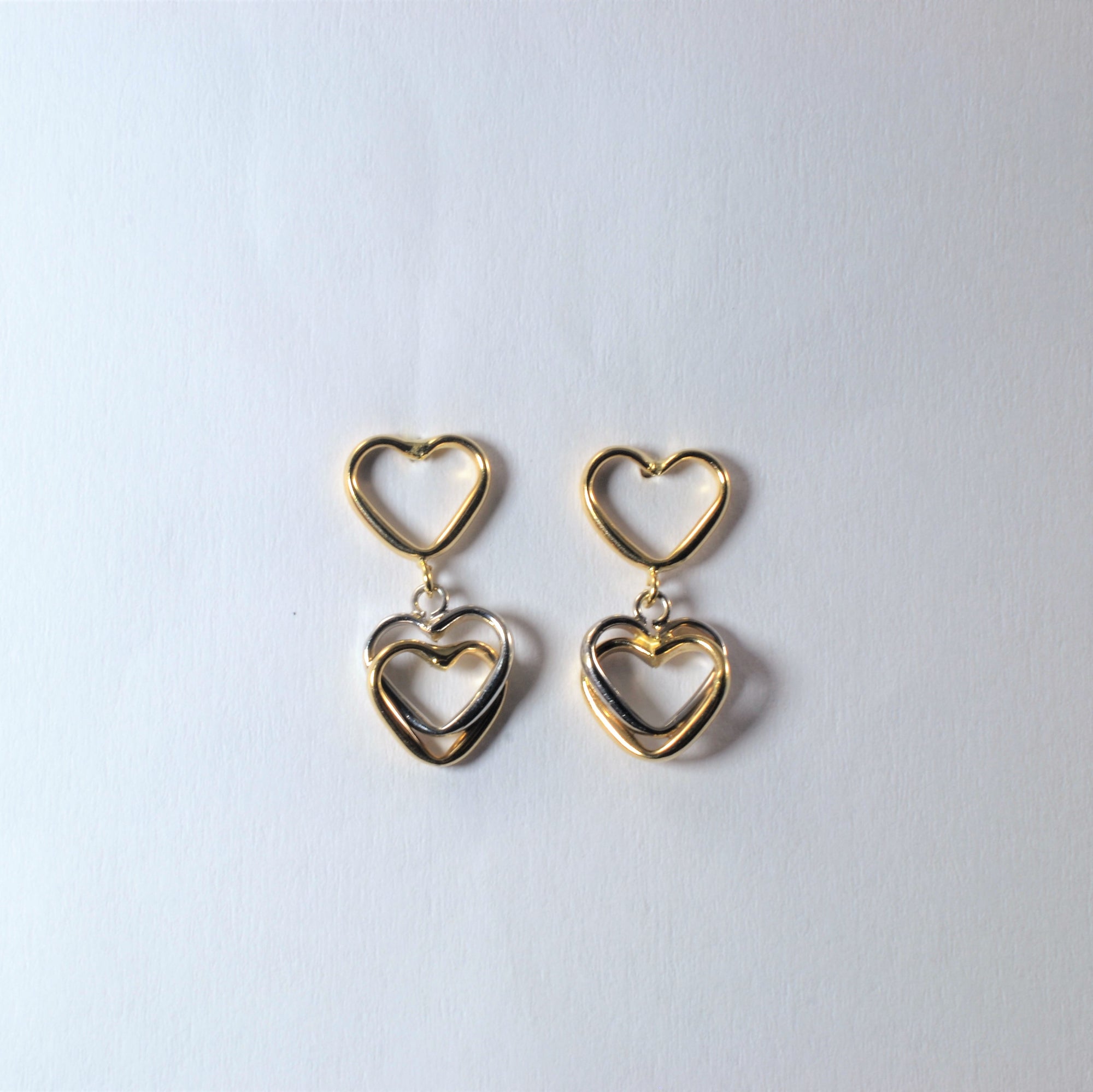 Double Heart Drop Earrings |
