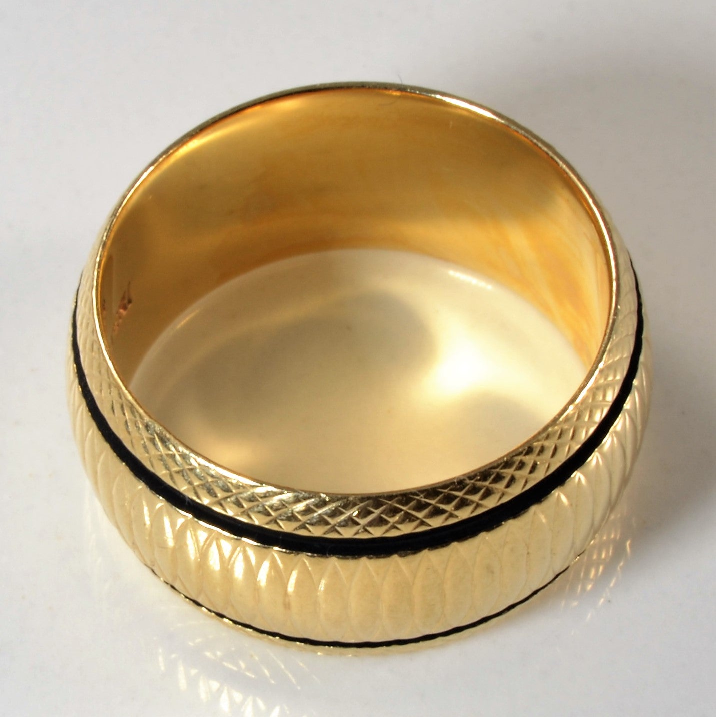 Textured Yellow Gold Cigar Band | SZ 6.25 |