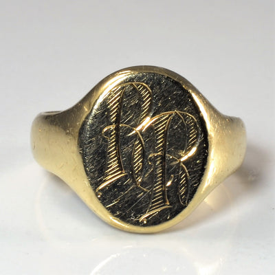 Initial 'RR' Yellow Gold Signet Ring | SZ 9.5 |