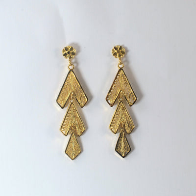 Gold Filigree Drop Stud Earrings |
