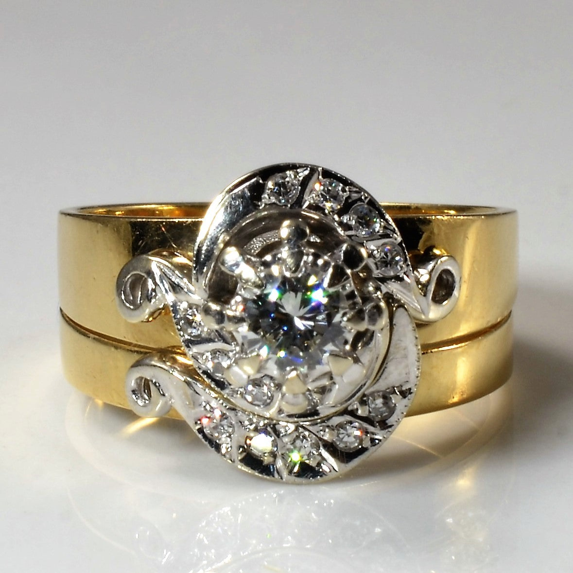 Ensemble de mariage unique en diamants torsadés | 0,40 ct | Taille 7,5 | 