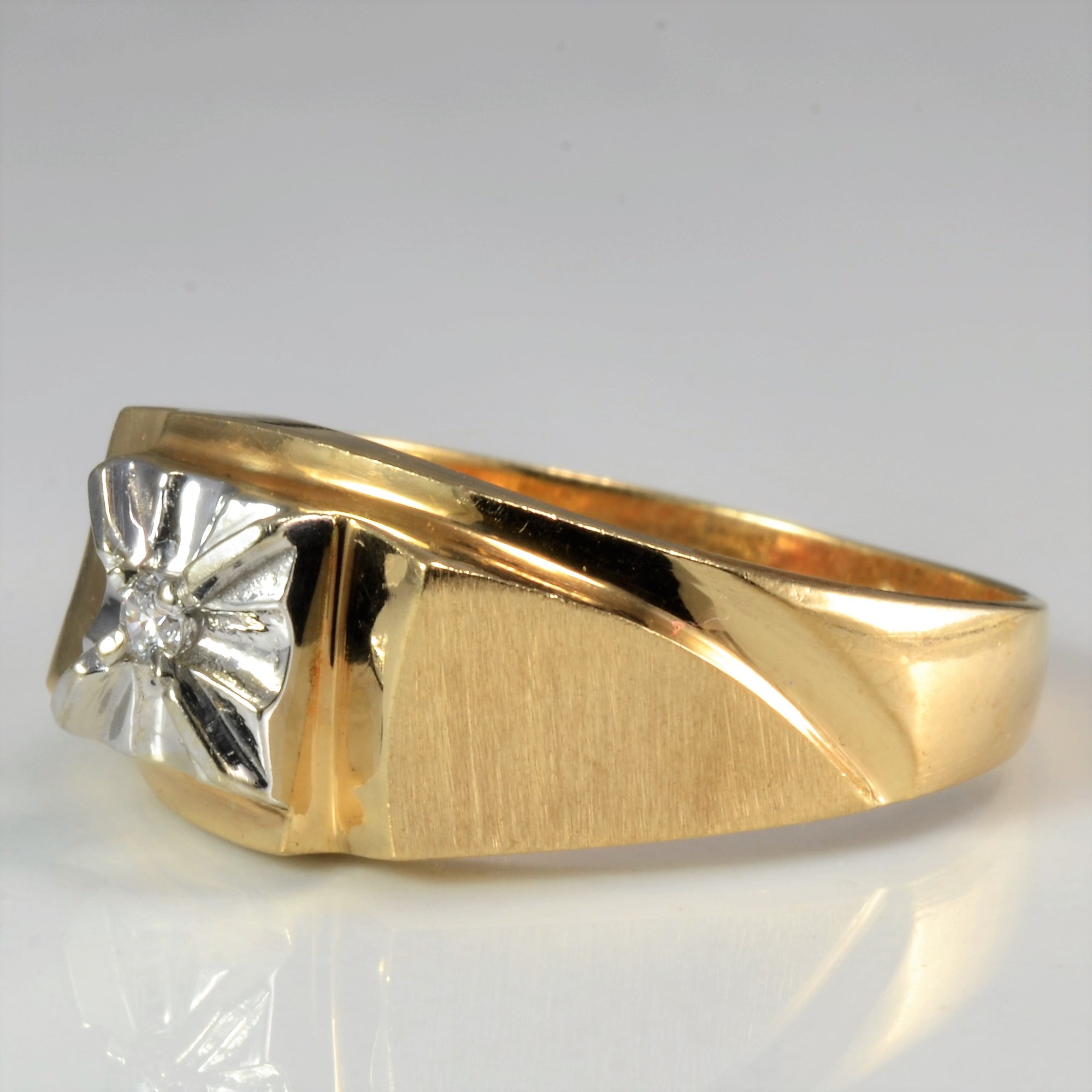 Solitaire Diamond Men's Two Tone Gold Ring | 0.04 ct, SZ 9.5 |