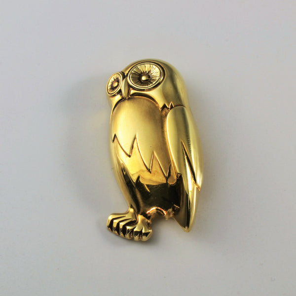 14k Yellow Gold Owl Brooch |