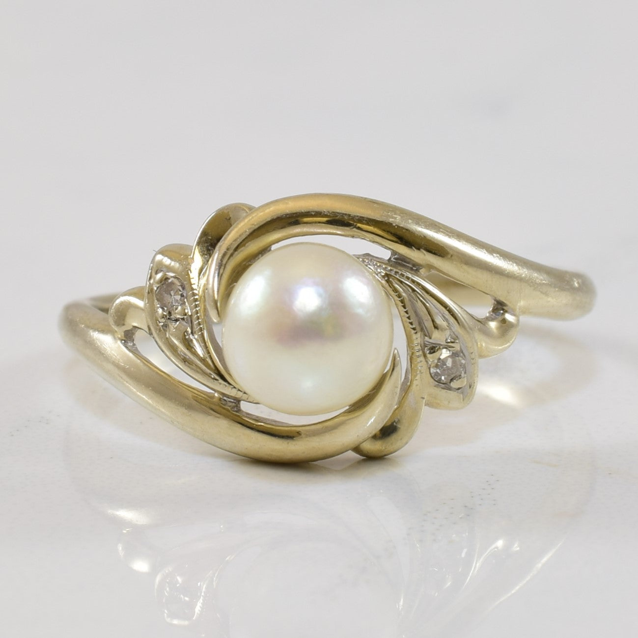 Pearl & Diamond Bypass Ring | 1.68ct, 0.02ctw | SZ 7.25 |