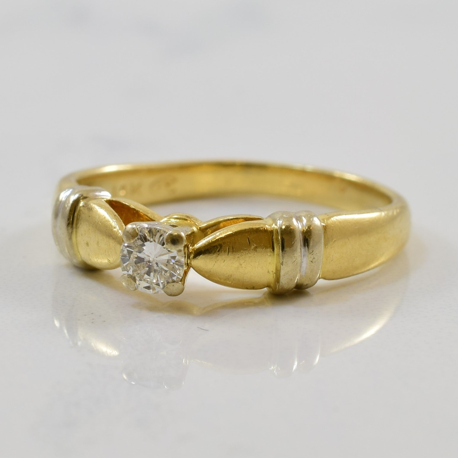 Solitaire Diamond Tapered Ribbon Ring | 0.15ct | SZ 5.75 |