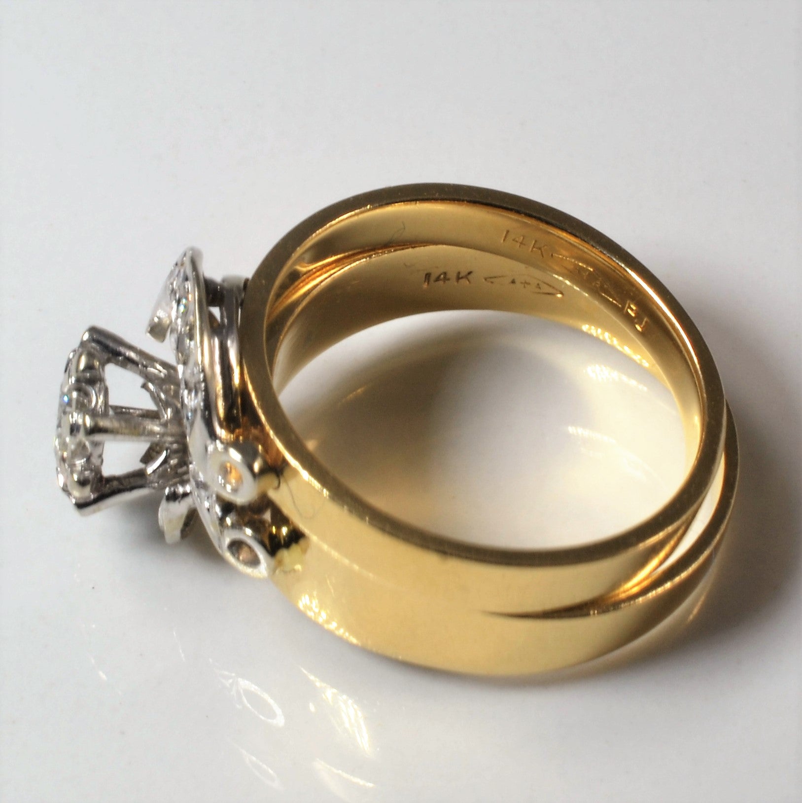 Ensemble de mariage unique en diamants torsadés | 0,40 ct | Taille 7,5 | 