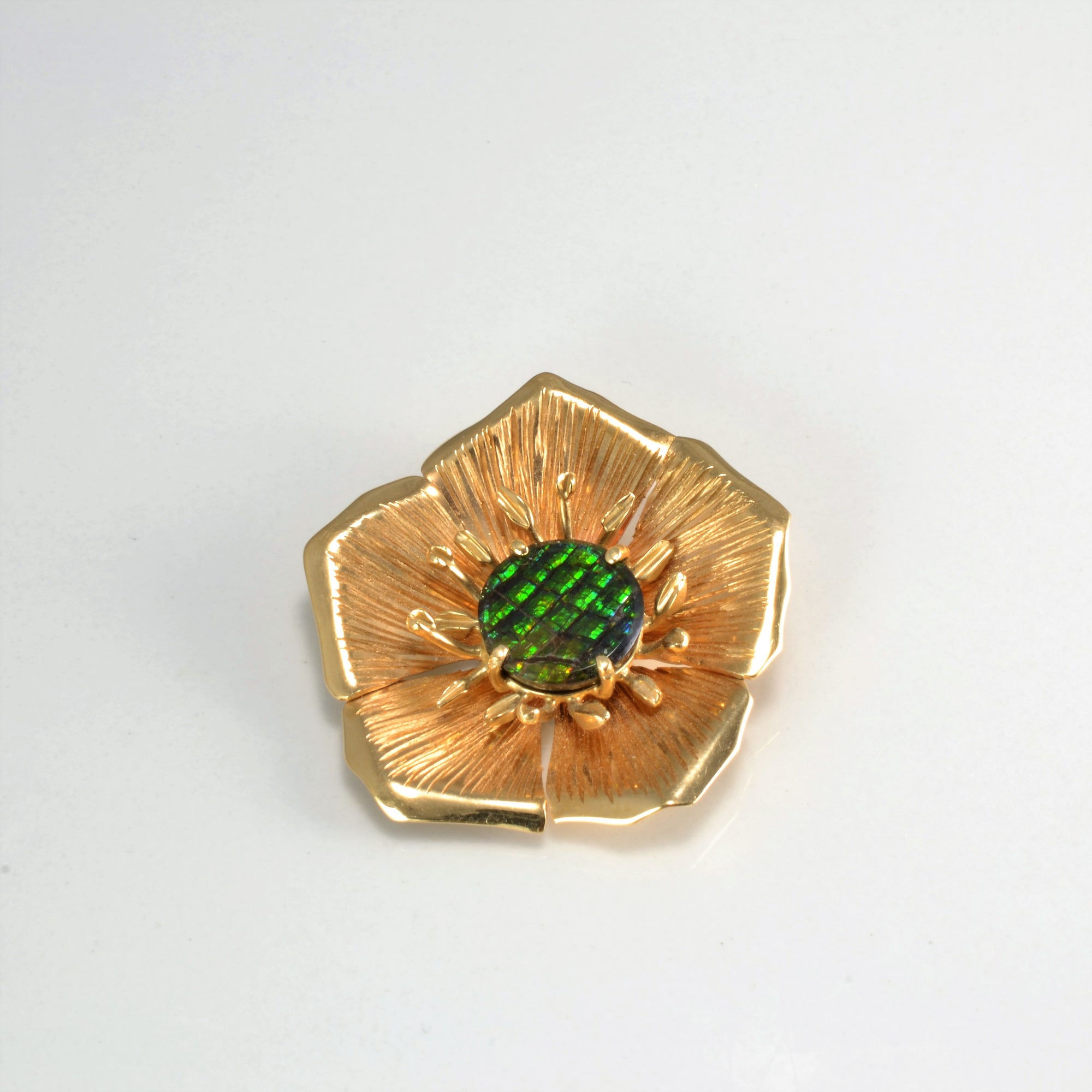 Flower Design Ammolite Pendant/ Brooch