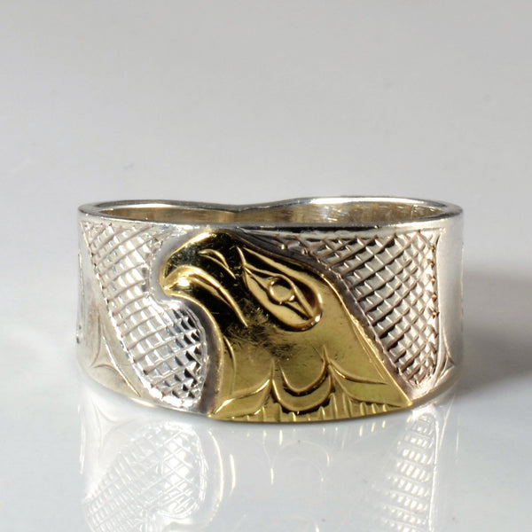 Indigenous Eagle Art Gold Cuff & Ring Set | 6.5