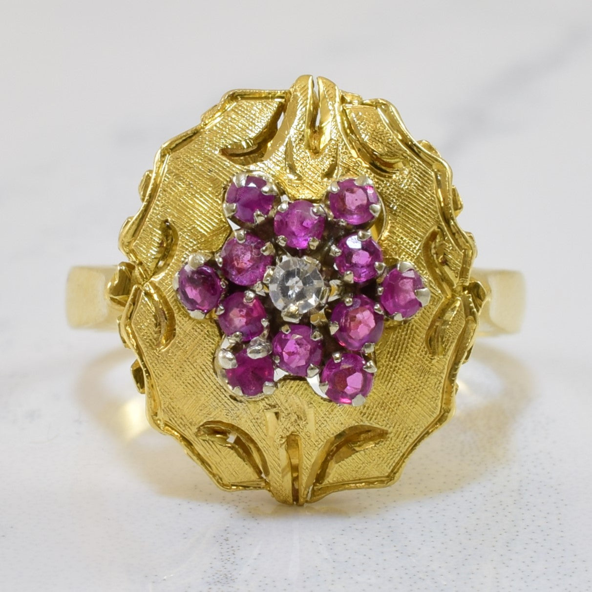 Ruby & Diamond Cocktail Ring | 0.42ctw, 0.03ct | SZ 6.75 |