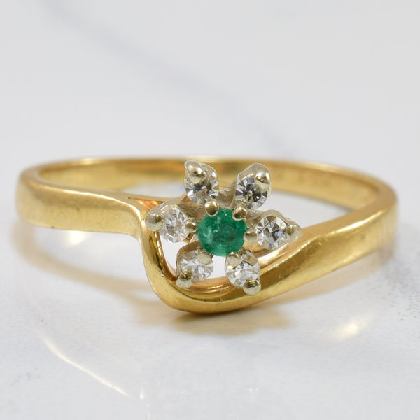 Emerald & Diamond Bypass Ring | 0.08ctw, 0.03ct | SZ 4.5 |