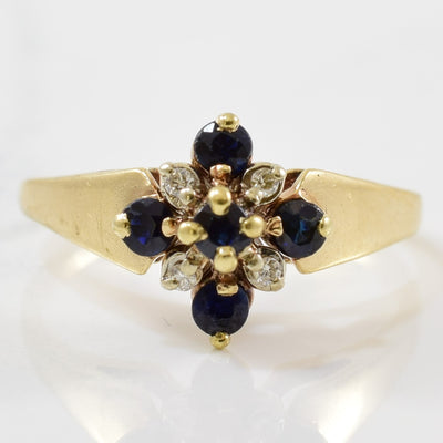 Diamond & Blue Sapphire Cluster Ring | 0.03ctw, 0.30ctw | SZ 6.5 |