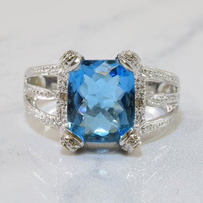 Blue Topaz & Diamond Cocktail Ring | 3.50ct, 0.01ctw | SZ 6.75 |