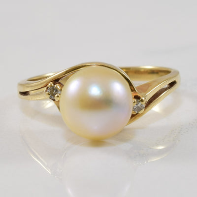 Pearl & Diamond Split Shank Ring | 2.40ct, 0.02ctw | SZ 4 |