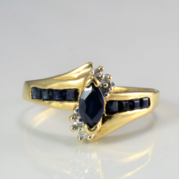 Bypass Sapphire & Diamond Ring | 0.03 ct, SZ 6.25 |