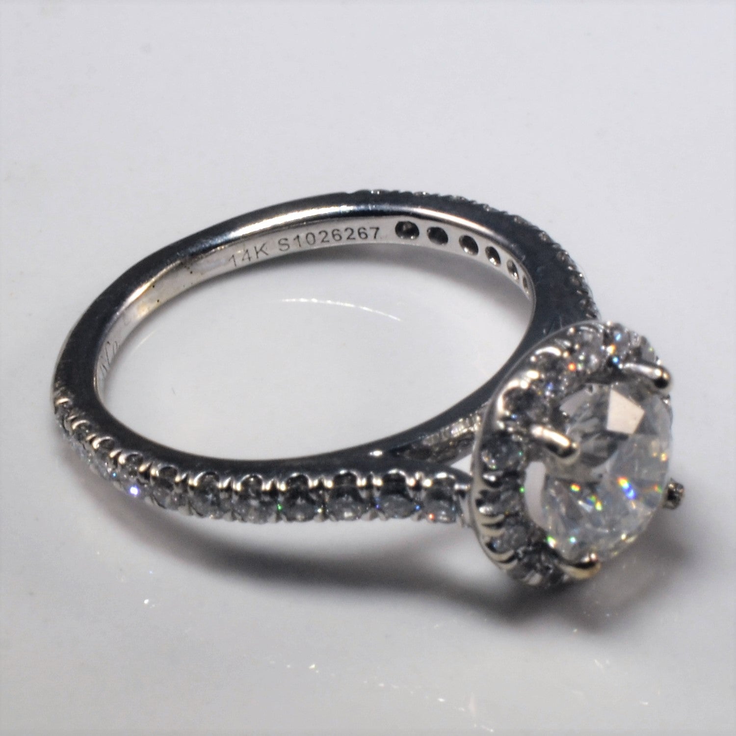 Gabriel & Co.' Halo Diamond Carly Engagement Ring | 1.65ctw | SZ 4.5 |