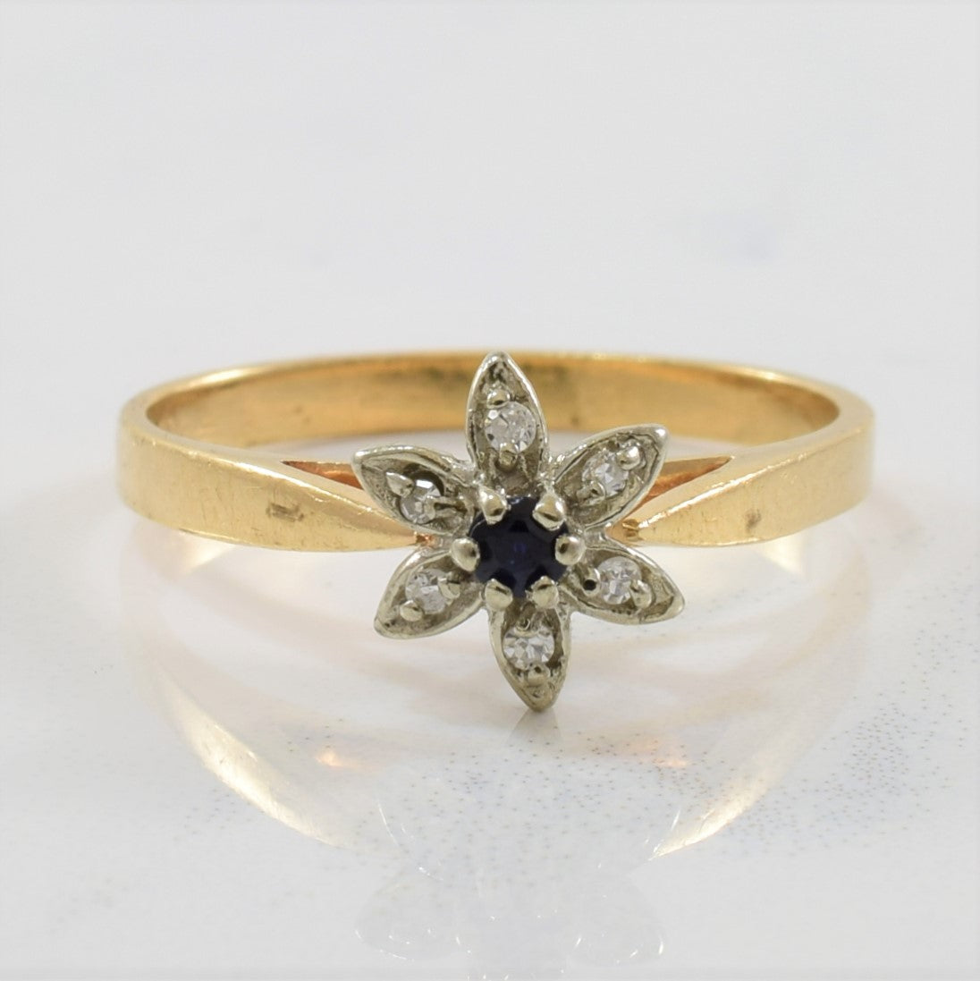 High Set Floral Diamond & Sapphire Ring | 0.03ctw, 0.07ct | SZ 6 |