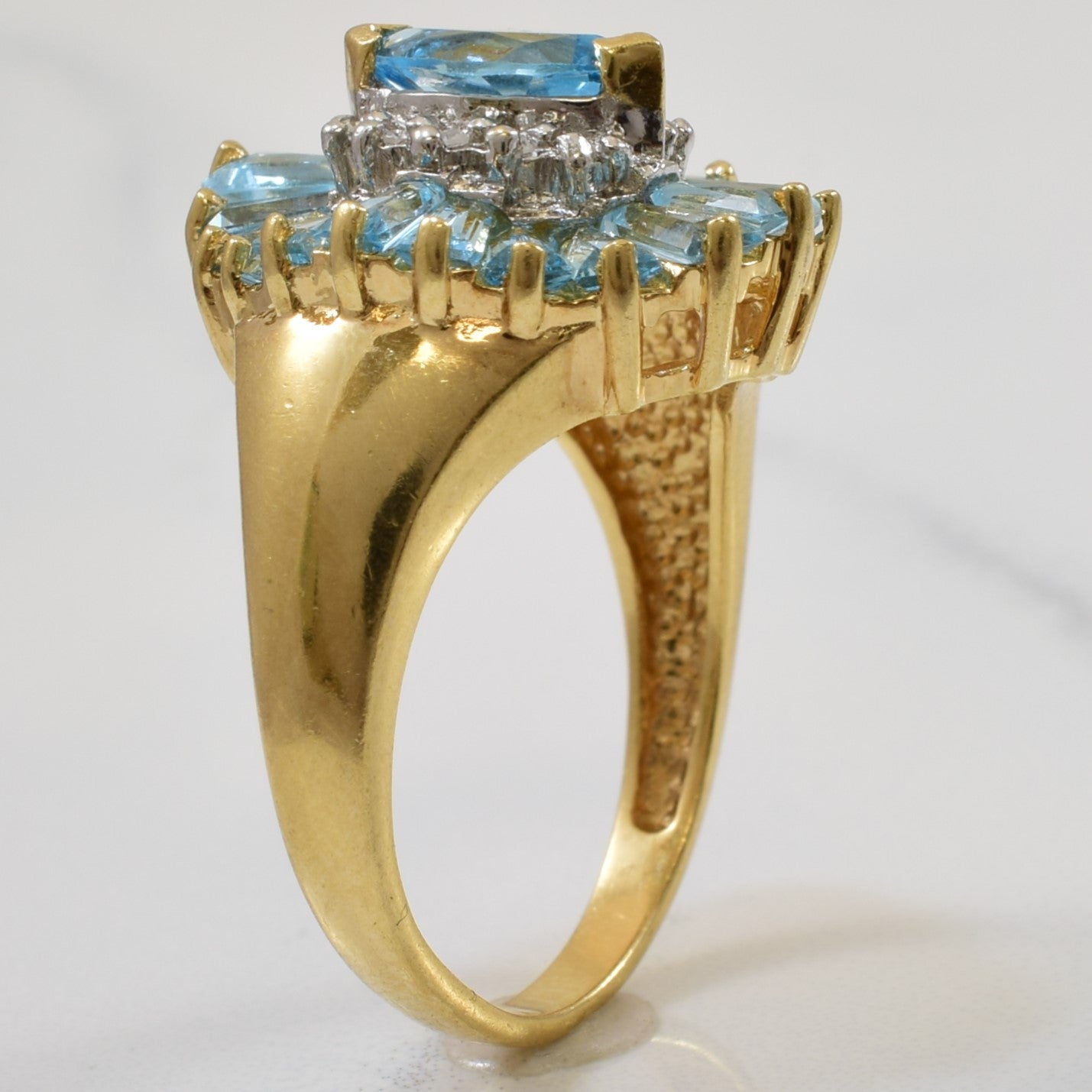 Blue Topaz & Diamond Cocktail Ring | 1.50ctw, 0.04ctw | SZ 6.5 |