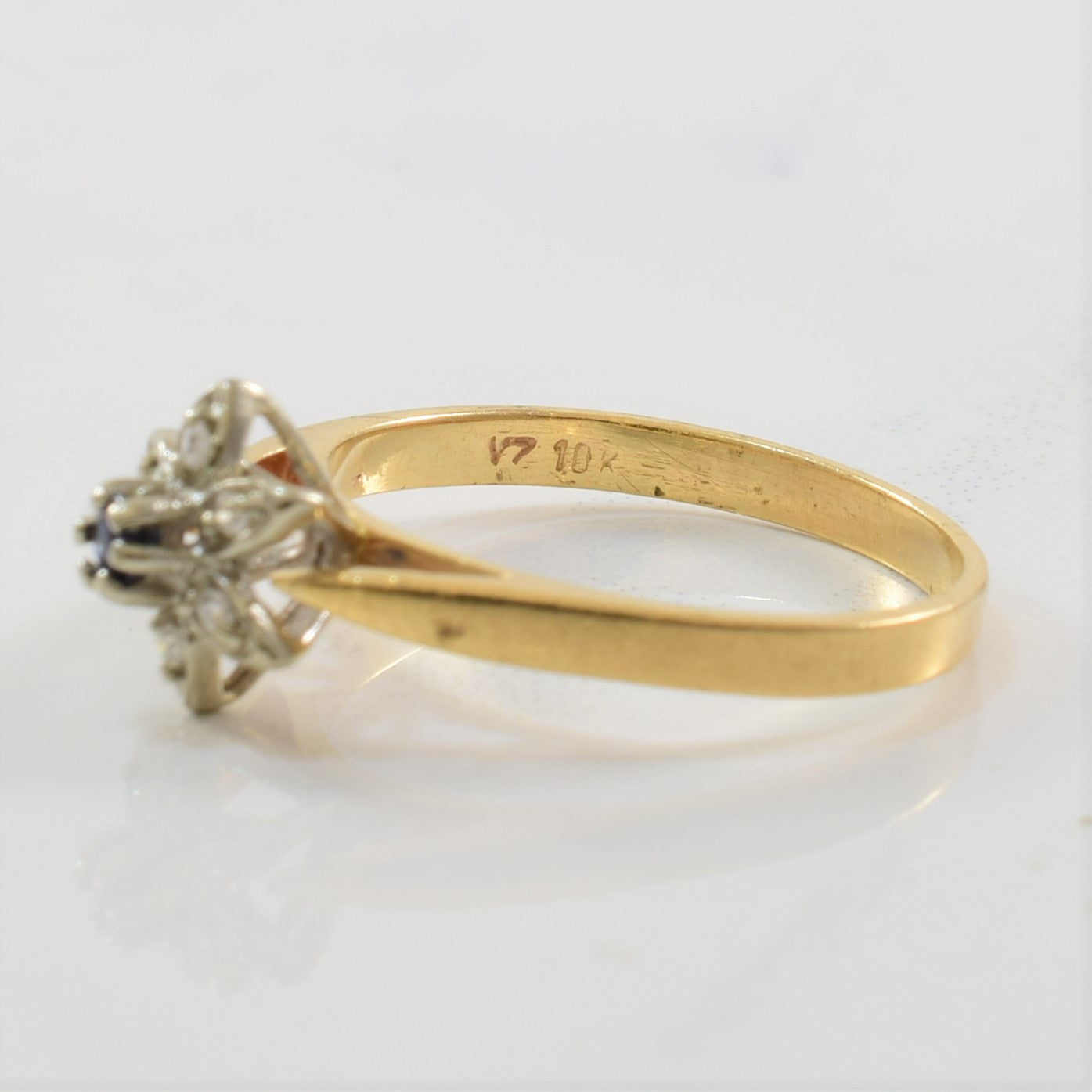 High Set Floral Diamond & Sapphire Ring | 0.03ctw, 0.07ct | SZ 6 |