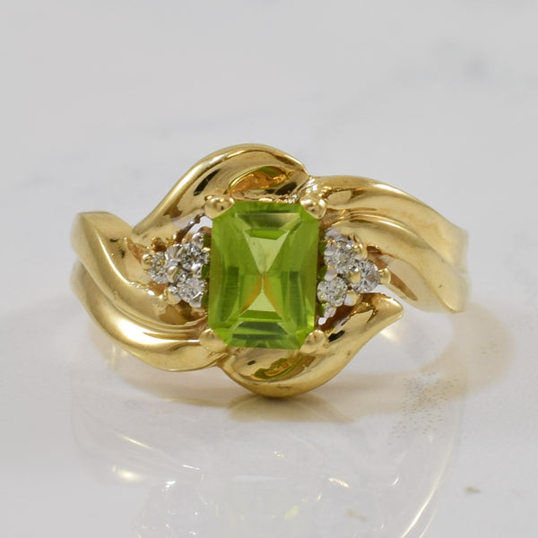 Radiant Cut Peridot & Diamond Ring | 1.00ct, 0.06ctw | SZ 6.75 |