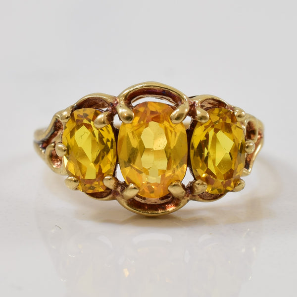 Yellow Sapphire Three Stone Ring | 1.70ctw | SZ 4.5 |