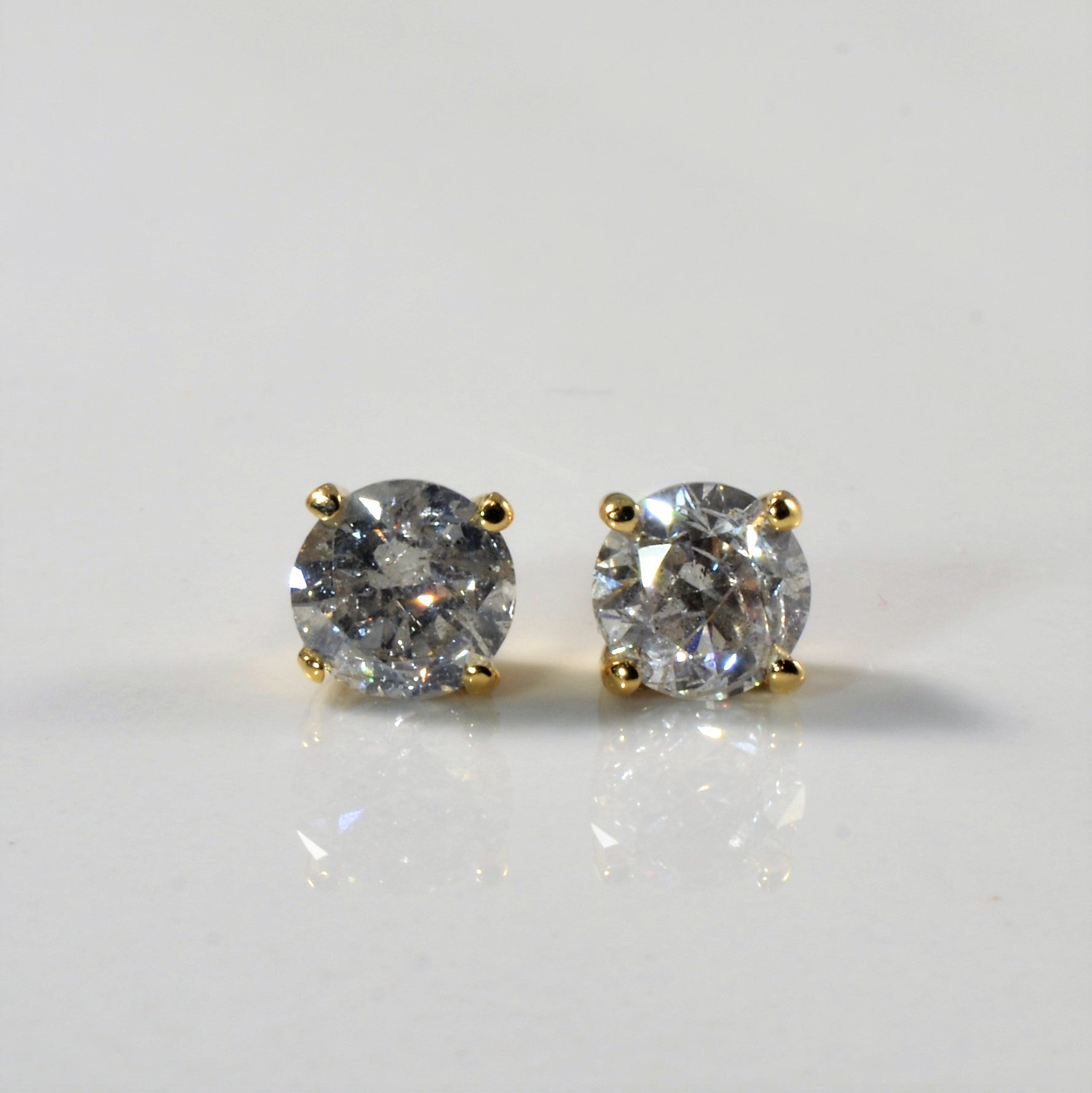 Diamond Solitaire Stud Earrings | 1.50ctw | Fracture Filled |
