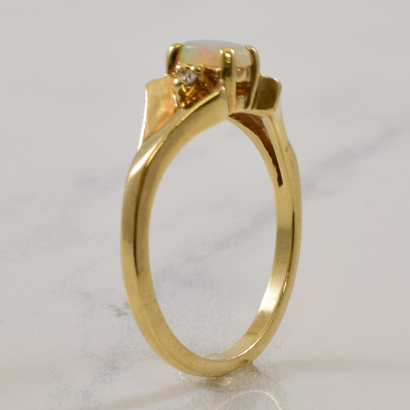 Tapered Opal & Diamond Ring | 0.19ct, 0.03ctw | SZ 6.25 |