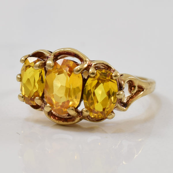 Yellow Sapphire Three Stone Ring | 1.70ctw | SZ 4.5 |