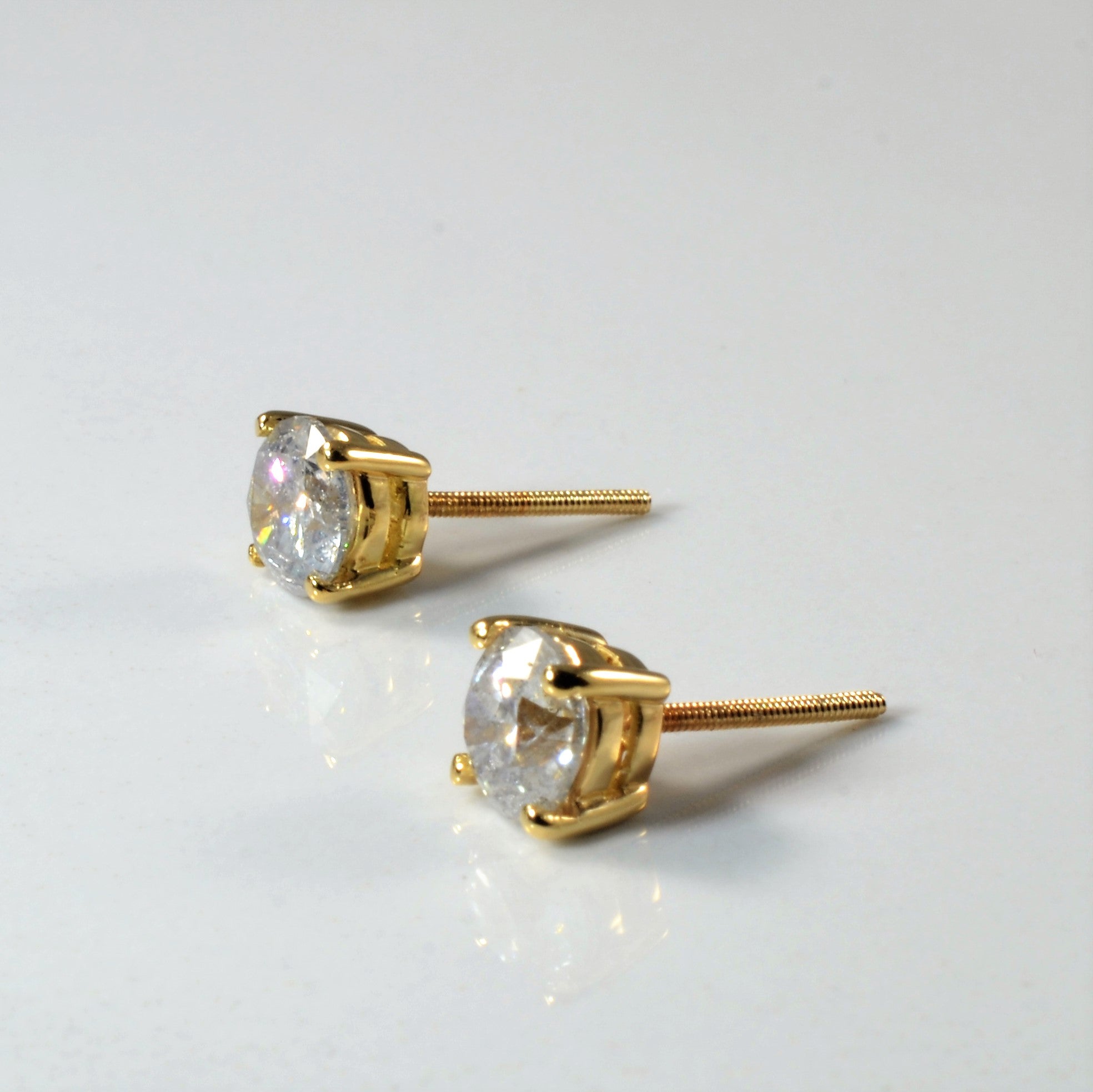 Diamond Solitaire Stud Earrings | 1.50ctw | Fracture Filled |