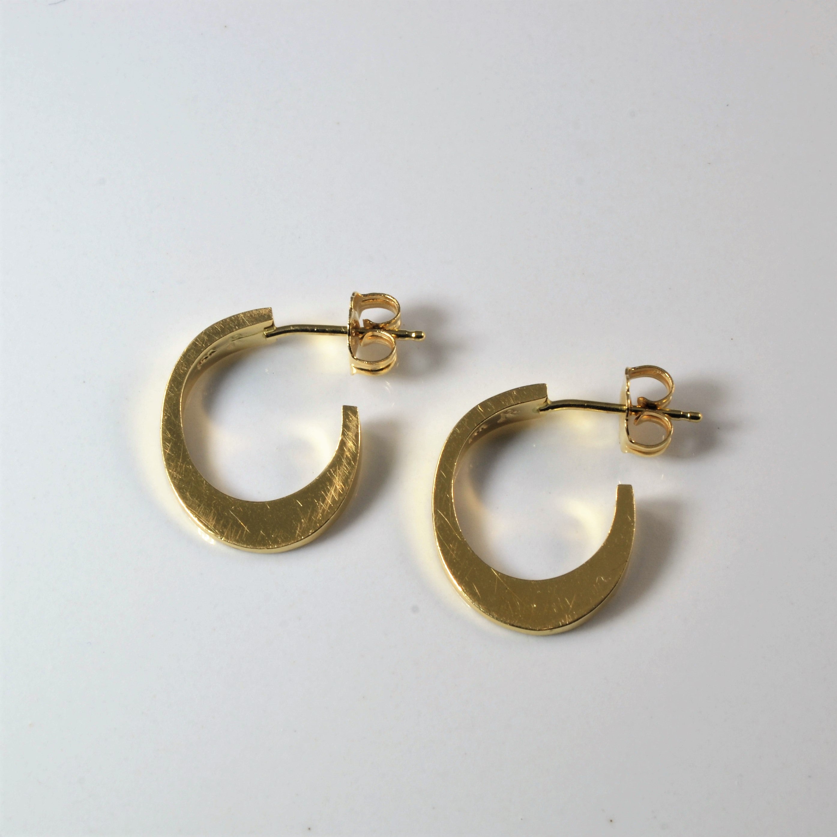 Yellow Gold Semi Hoop Earrings |