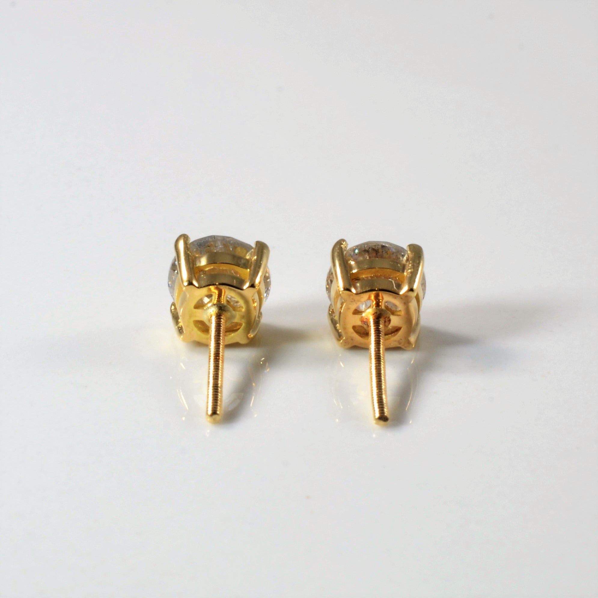 Diamond Solitaire Stud Earrings | 1.50ctw | Fracture Filled |