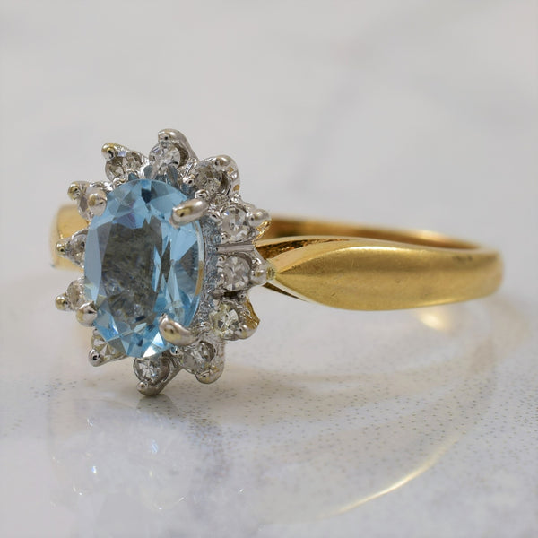 Aquamarine & Diamond Halo Ring | 0.75ct, 0.12ctw | SZ 6.75 |
