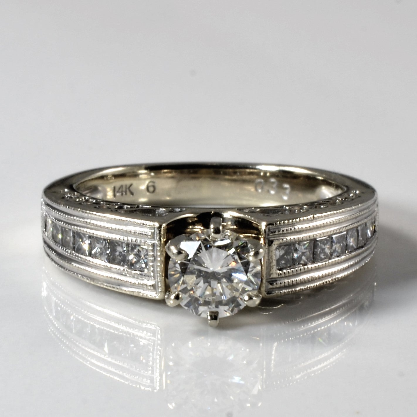 Tapered Milgrain Detail Diamond Engagement Ring | 0.83ctw | SZ 5.25 |