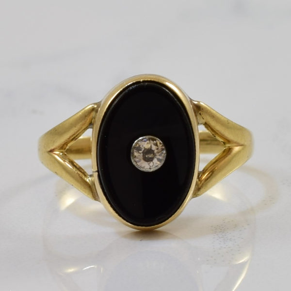 Edwardian Black Onyx & Diamond Ring | 0.75ct, 0.05ct | SZ 3.75 |