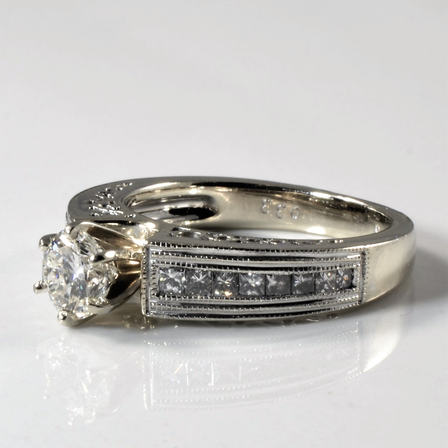 Tapered Milgrain Detail Diamond Engagement Ring | 0.83ctw | SZ 5.25 |