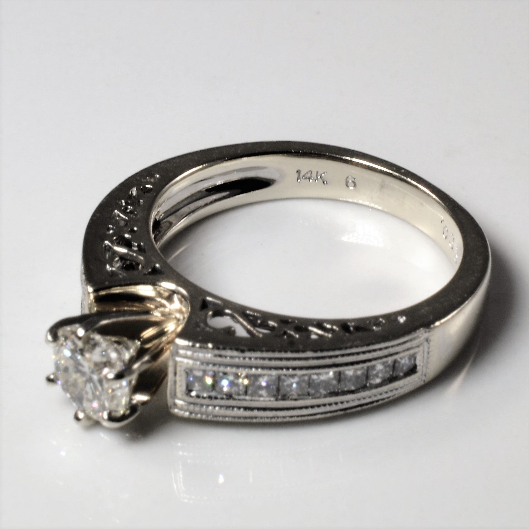 Tapered Milgrain Detail Diamond Engagement Ring | 0.83ctw | SZ 5.25 |