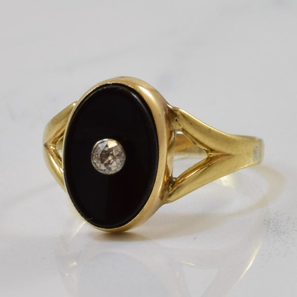 Edwardian Black Onyx & Diamond Ring | 0.75ct, 0.05ct | SZ 3.75 |