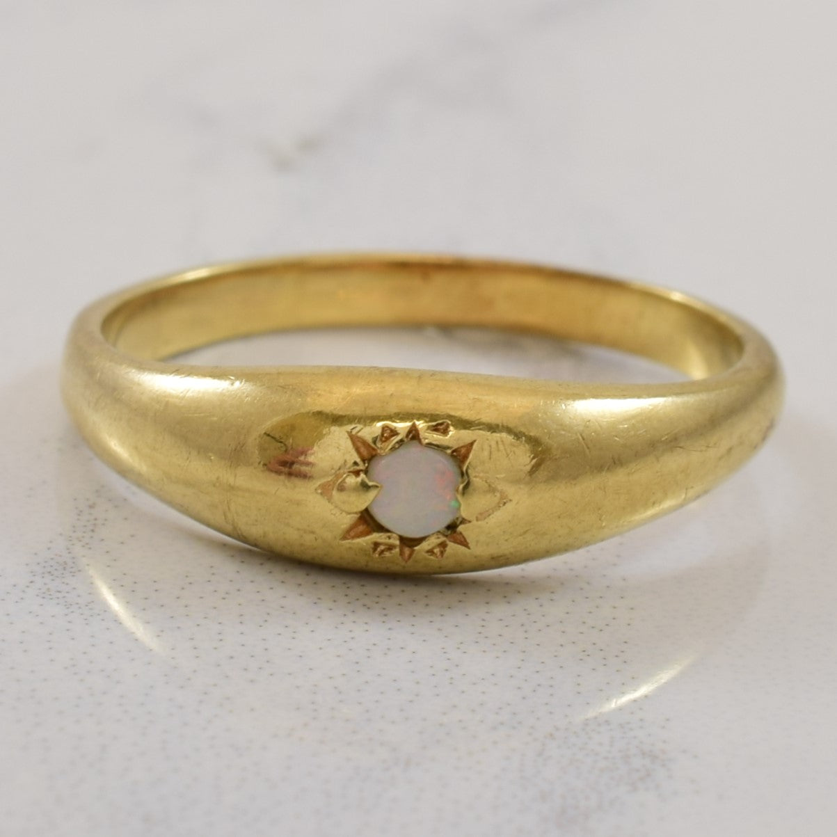 Petite Opal Cabochon Ring | 0.05ct | SZ 6 |