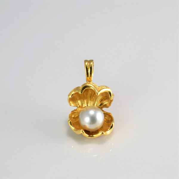 Gold Sea Shell Pearl Pendant