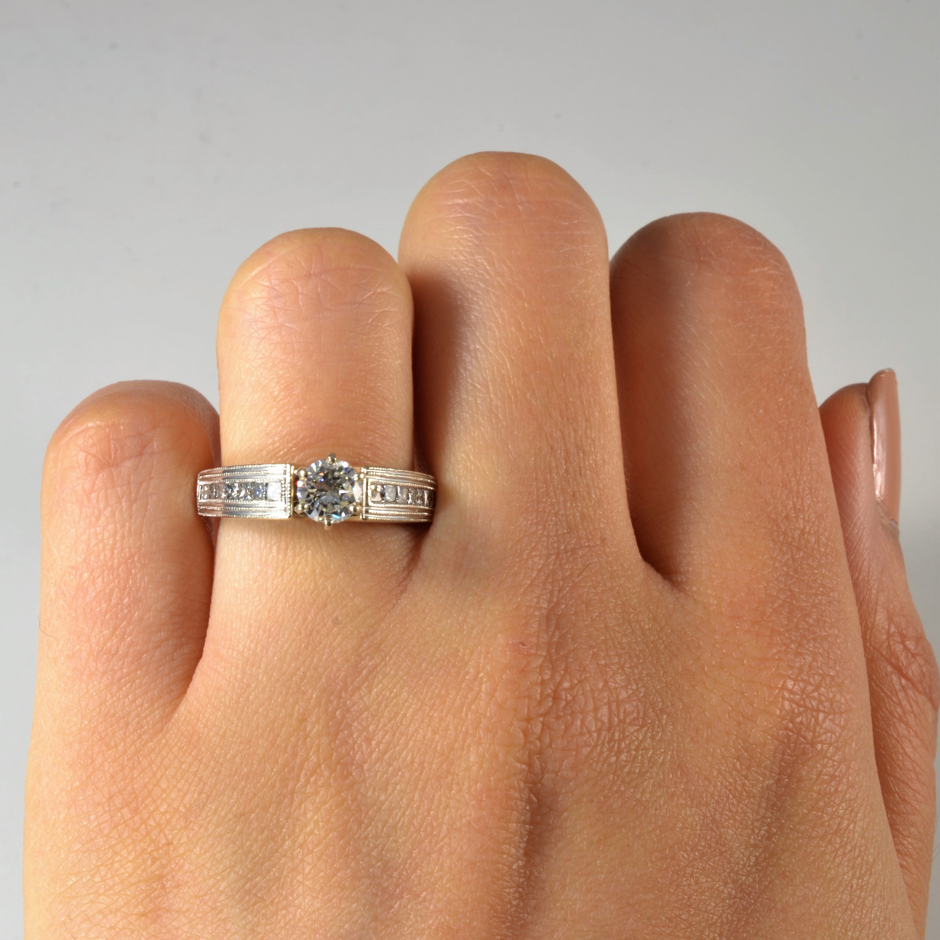 Tapered Milgrain Detail Diamond Engagement Ring | 0.83ctw | SZ 5.25 |