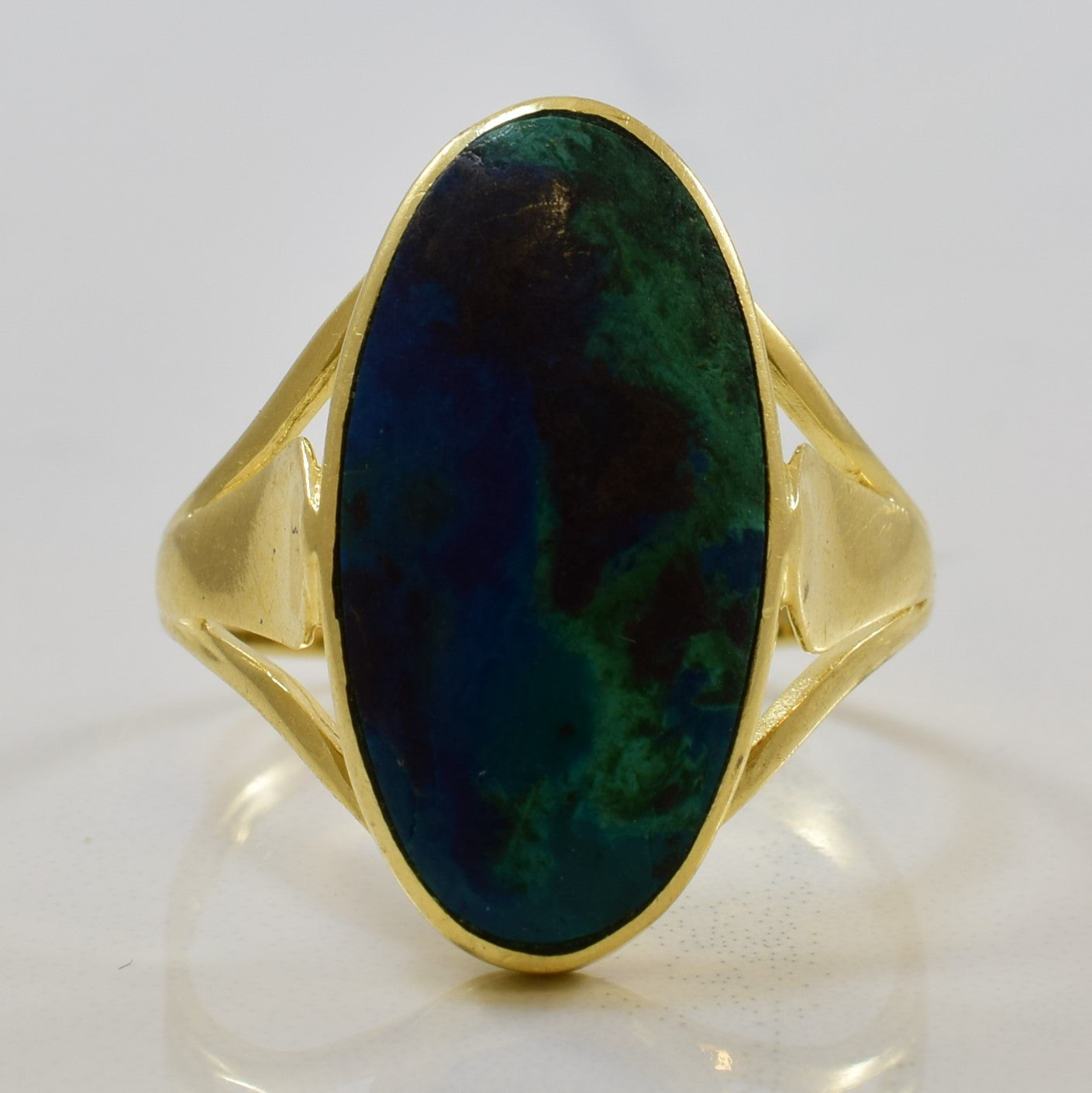 Oval Azurite Malachite Cocktail Ring | 7.20ct | SZ 8.5 |