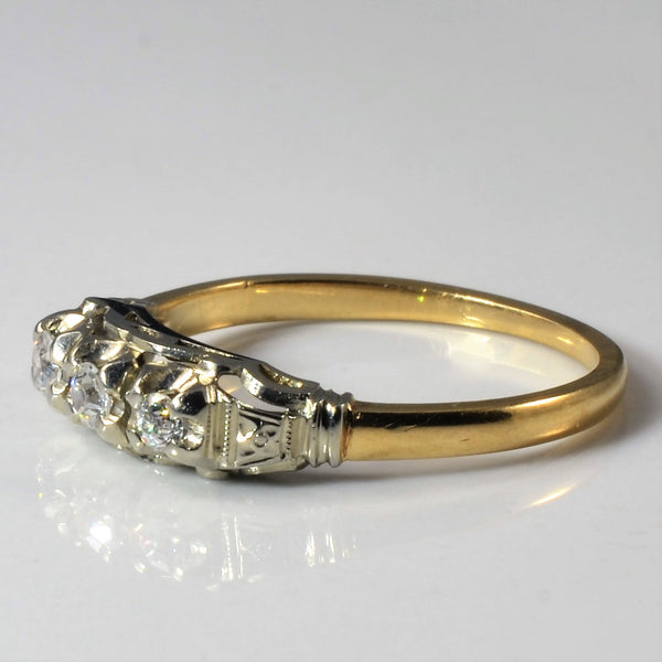 1930s Three Stone Diamond Ring | 0.17ctw | SZ 7.75 |