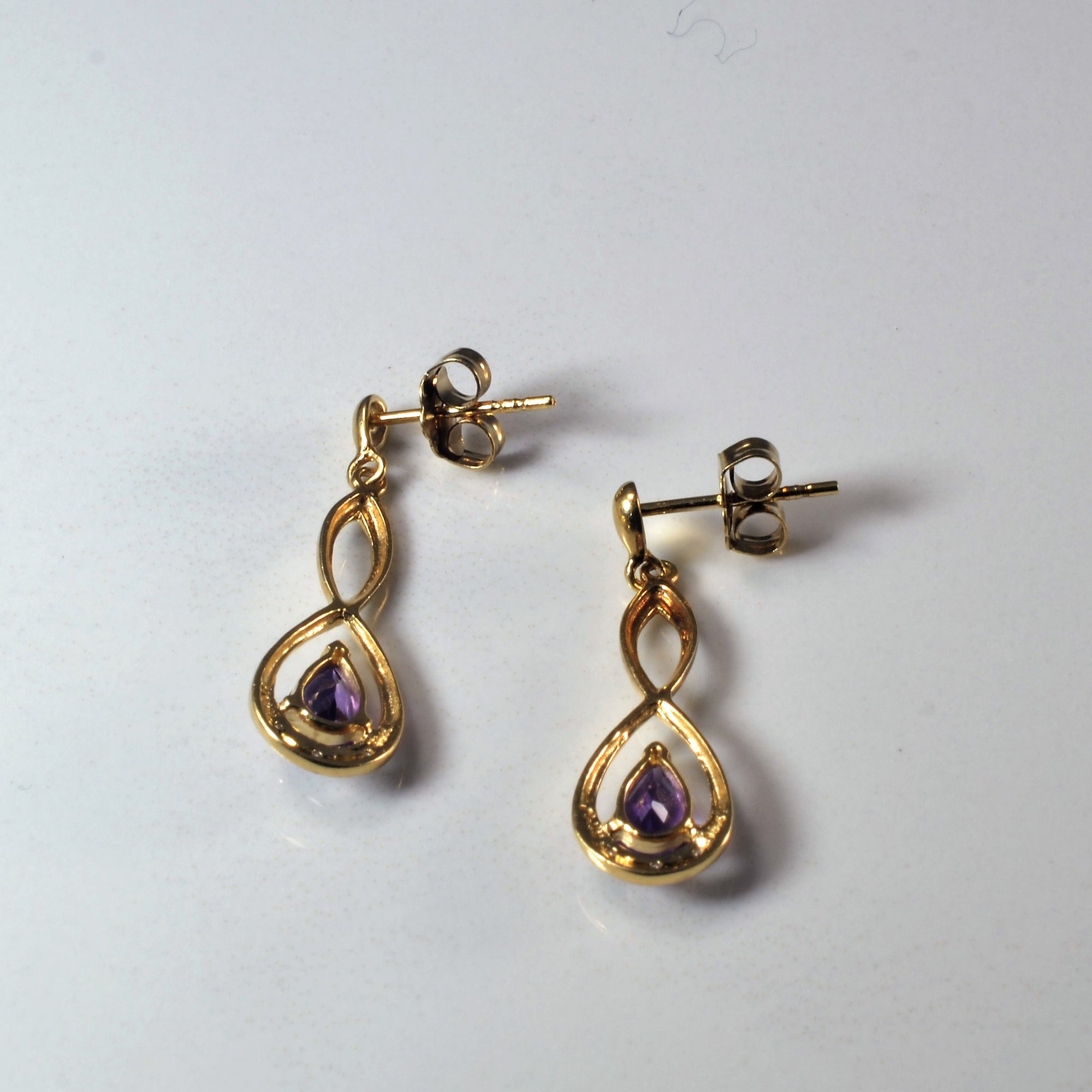 Amethyst & Diamond Infinity Drop Earrings | 0.70ctw, 0.02ctw |