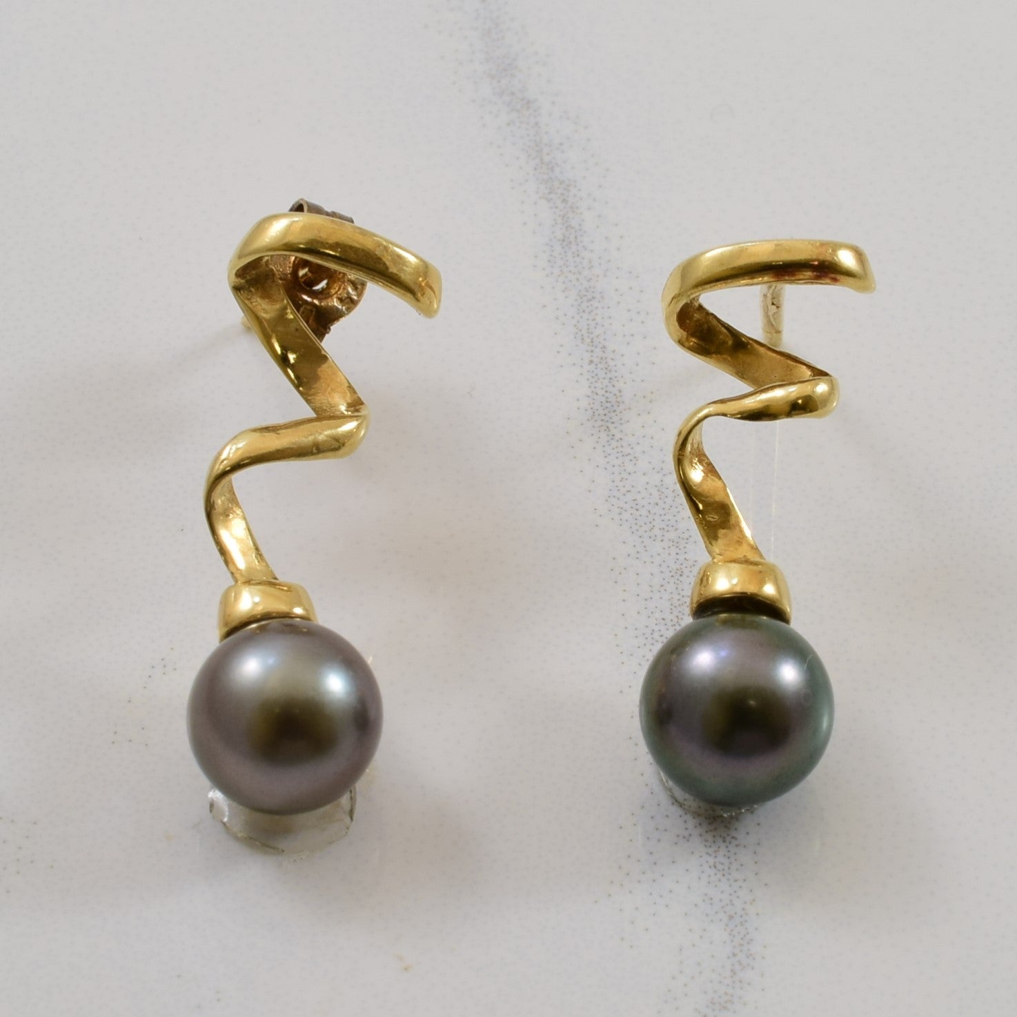 Twisted Black Pearl Drop Earrings | 7.00ctw |