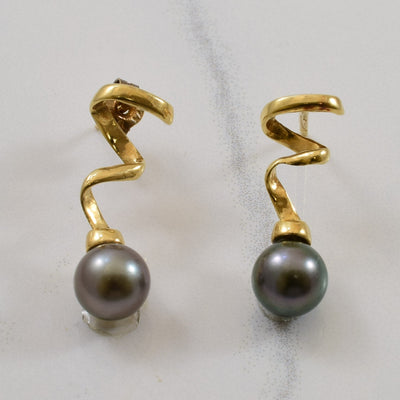 Twisted Black Pearl Drop Earrings | 7.00ctw |