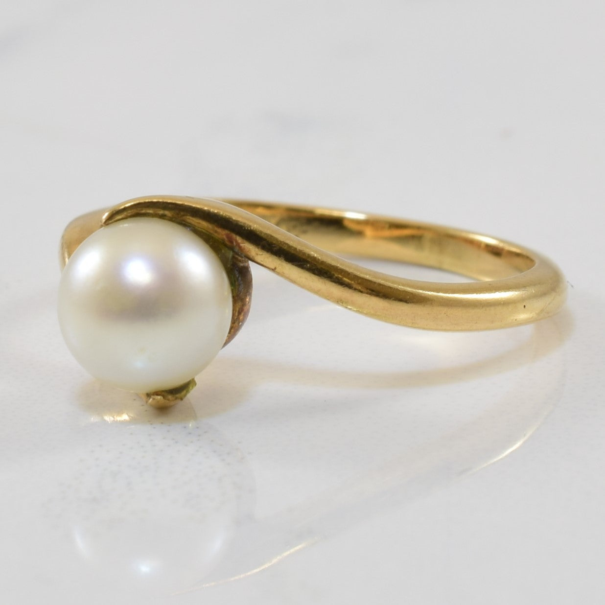 Solitaire Pearl Bypass Ring | 1.68ct | SZ 5 |