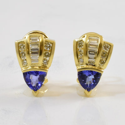 Tanzanite Trillion & Diamond Earrings | 1.40ctw, 0.60ctw |
