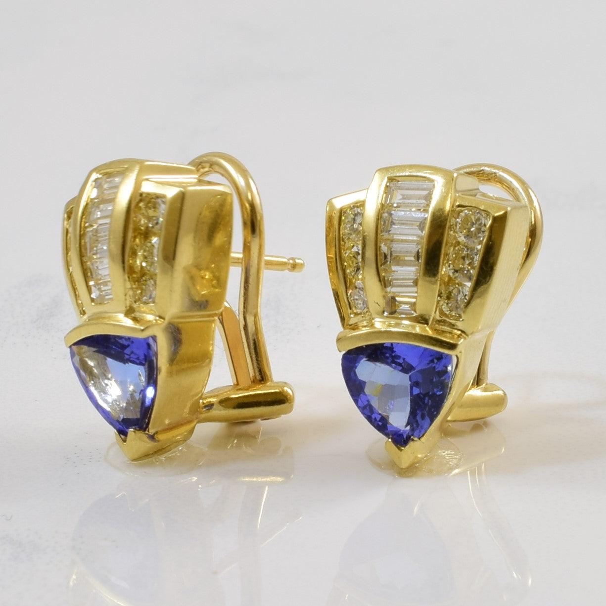 Tanzanite Trillion & Diamond Earrings | 1.40ctw, 0.60ctw |